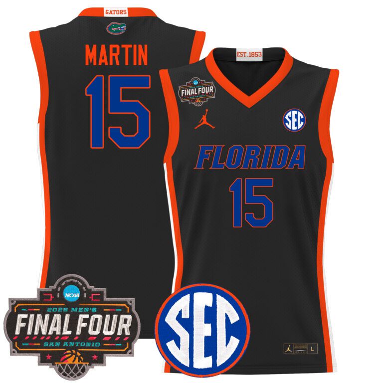 Men Florida Gators #15 Martin black 2025 Final Four Patch NCAA Jersey->ncaa teams->NCAA Jersey